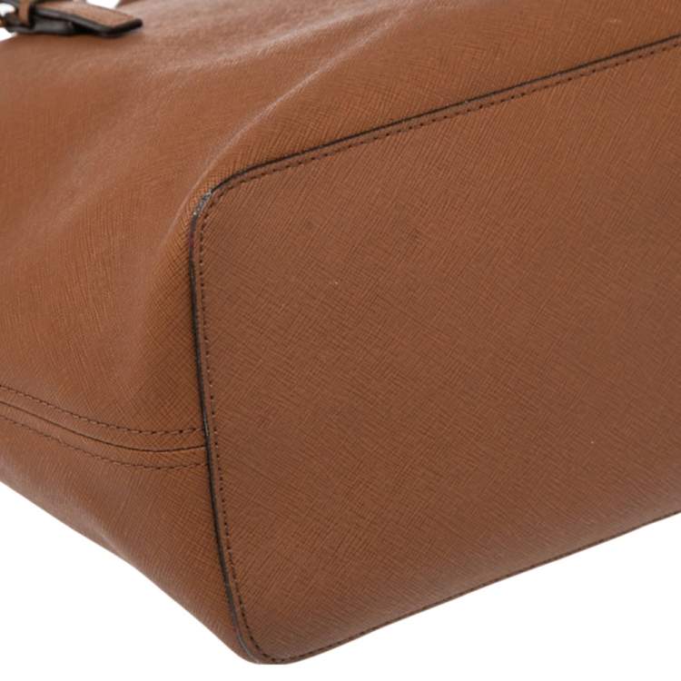 Pre Owned Michael Kors Brown Leather Jet Set Tote