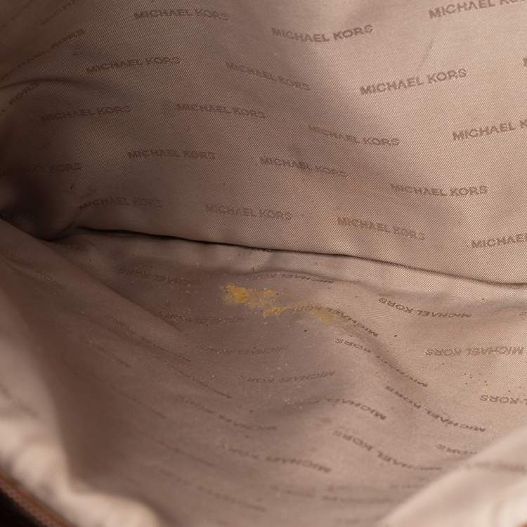 Pre Owned Michael Kors Brown Signature Coated Canvas Jet Set Tote