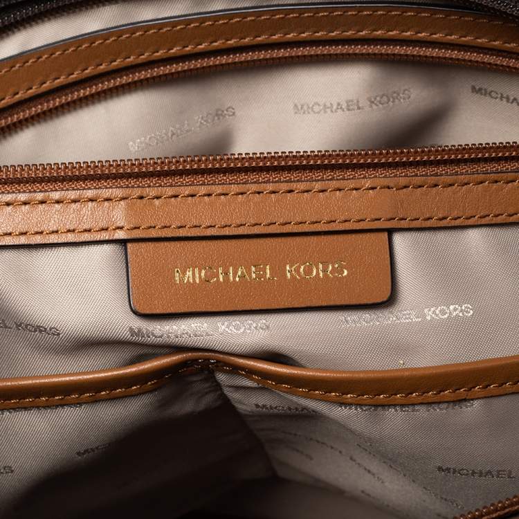 Pre Owned Michael Kors Brown Signature Coated Canvas Jet Set Tote