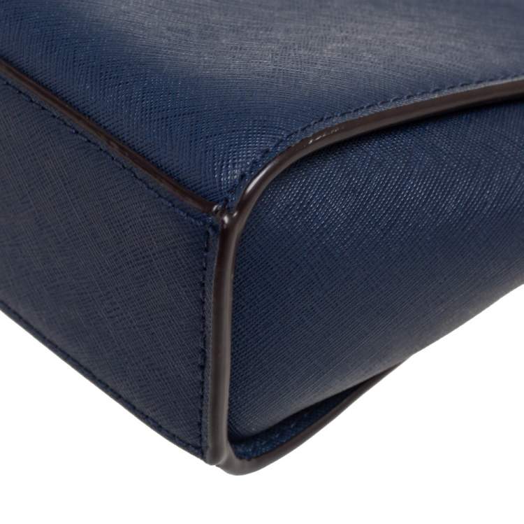 Pre Owned Michael Kors Navy Blue Leather Mini Selma Crossbody Bag