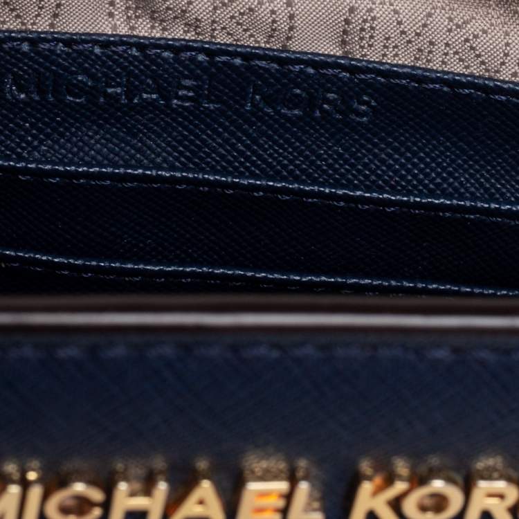 Pre Owned Michael Kors Navy Blue Leather Mini Selma Crossbody Bag