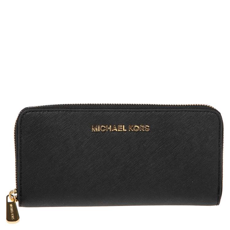 michael kors black zip around purse