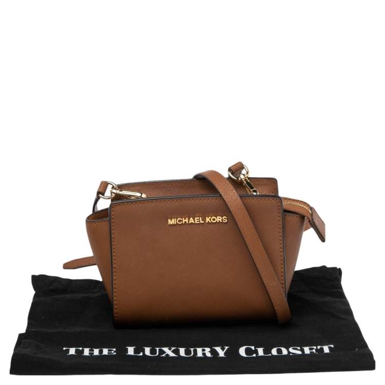 Pre Owned Michael Kors Brown Leather Mini Selma Crossbody Bag
