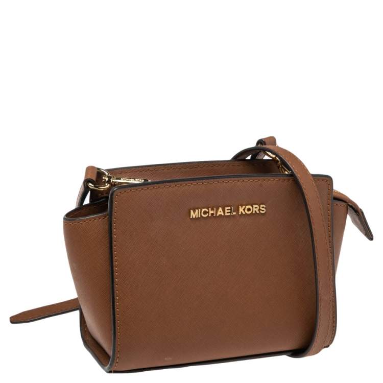Pre Owned Michael Kors Brown Leather Mini Selma Crossbody Bag