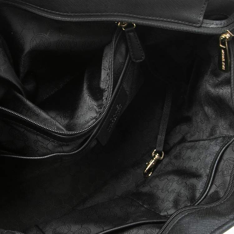 Pre Owned Michael Kors Black Leather Large Jet Set Travel Tote