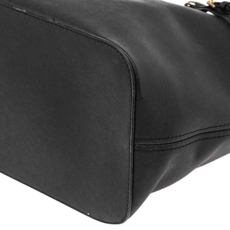 Pre Owned Michael Kors Black Leather Large Jet Set Travel Tote