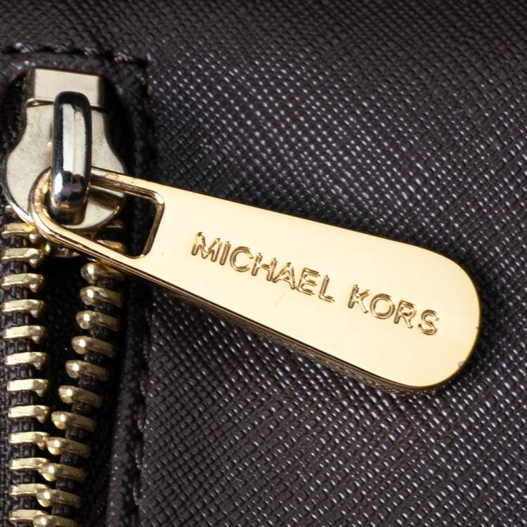 Pre Owned Michael Kors Dark Brown Leather Large Jet Set Travel Tote