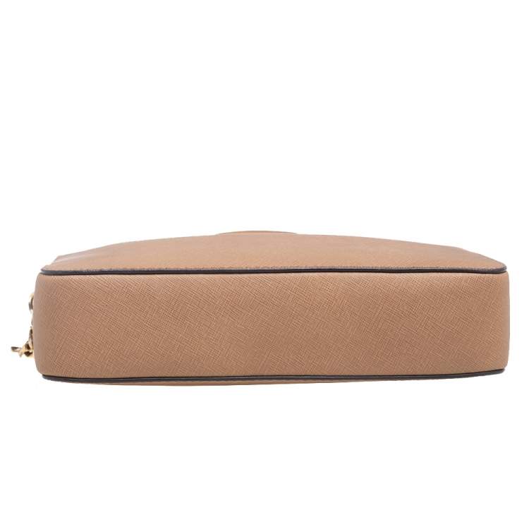 Pre Owned Michael Kors Dark Beige Leather Jet Set Camera Crossbody Bag