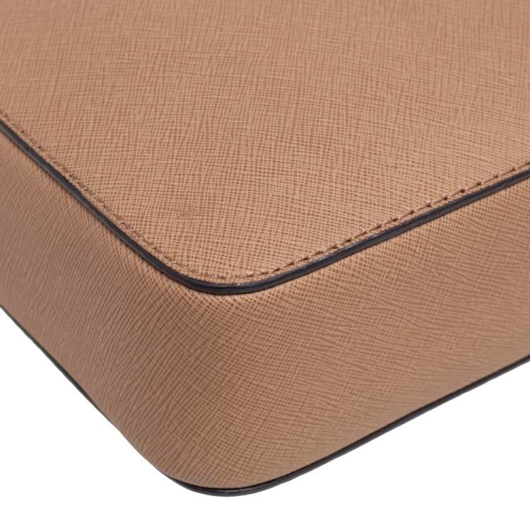 Pre Owned Michael Kors Dark Beige Leather Jet Set Camera Crossbody Bag