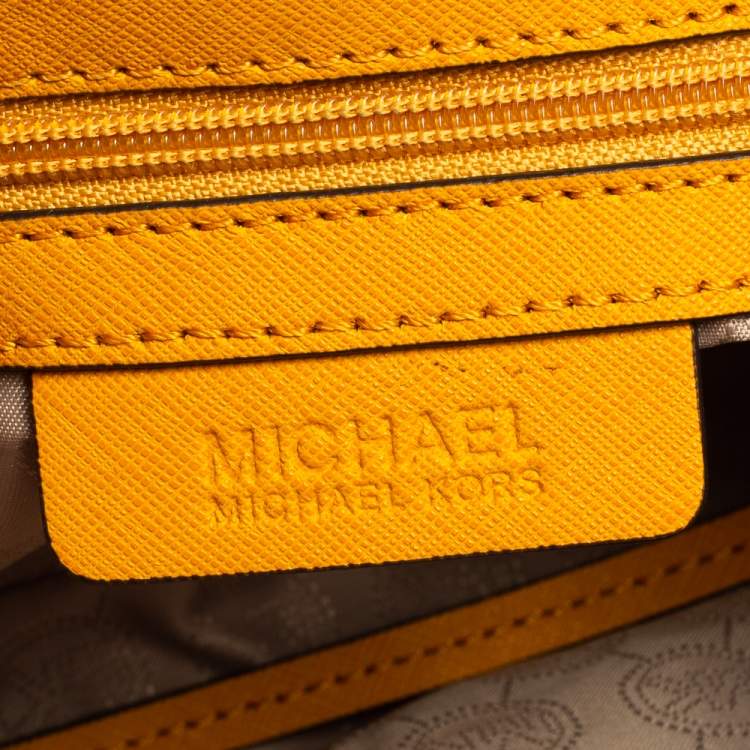 Pre Owned Michael Kors Mustard Yellow Leather Hamilton Crossbody Bag