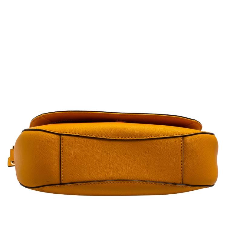 Pre Owned Michael Kors Mustard Yellow Leather Hamilton Crossbody Bag