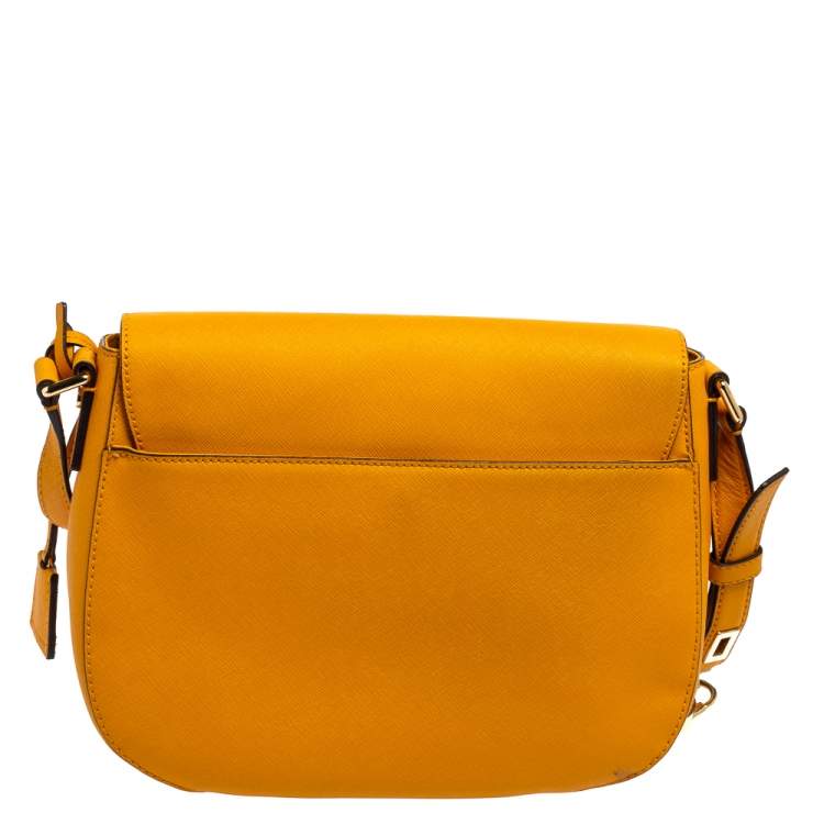 Pre Owned Michael Kors Mustard Yellow Leather Hamilton Crossbody Bag