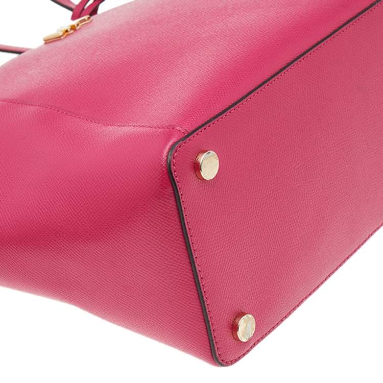 Pre Owned Michael Kors Fuchsia Leather Medium Maddie Tote