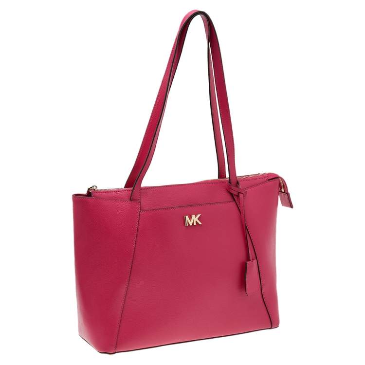 Pre Owned Michael Kors Fuchsia Leather Medium Maddie Tote