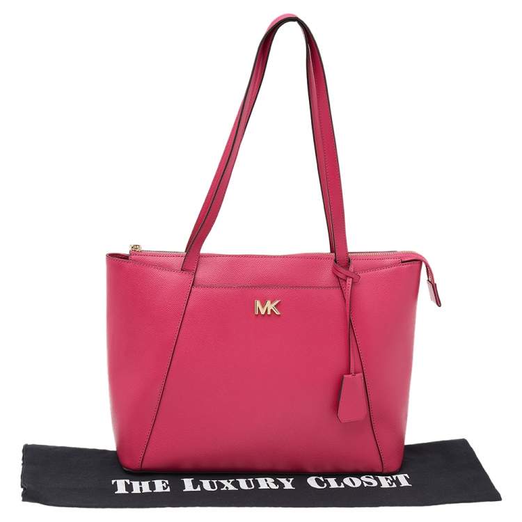 Pre Owned Michael Kors Fuchsia Leather Medium Maddie Tote