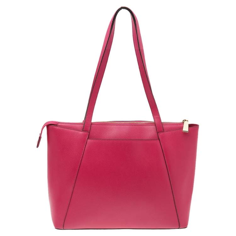 Pre Owned Michael Kors Fuchsia Leather Medium Maddie Tote