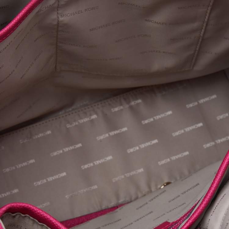 Pre Owned Michael Kors Fuchsia Leather Medium Maddie Tote