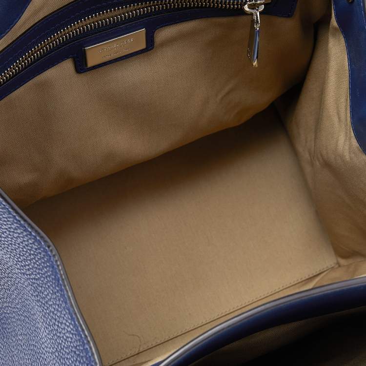 Pre Owned Michael Kors Navy Blue Leather Bancroft Satchel