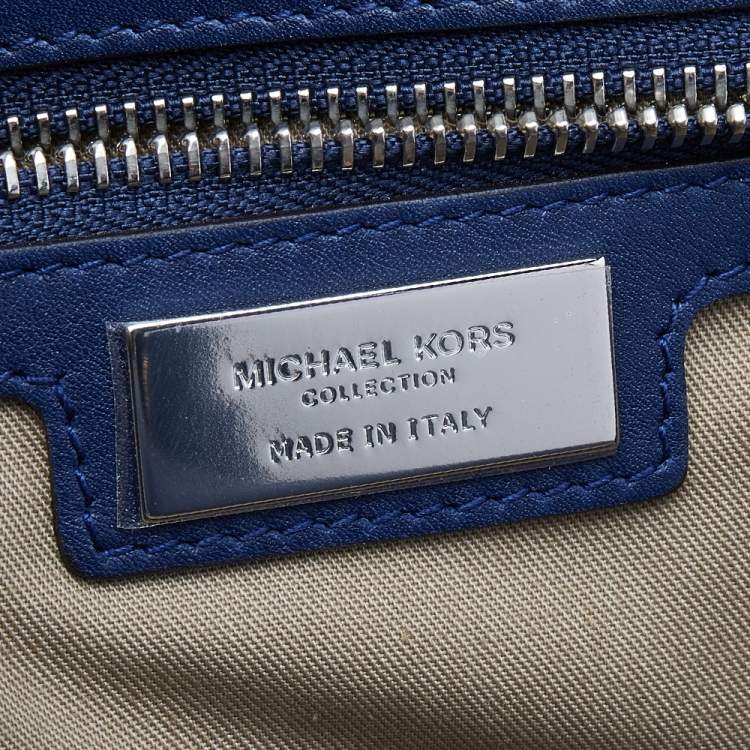 Pre Owned Michael Kors Navy Blue Leather Bancroft Satchel