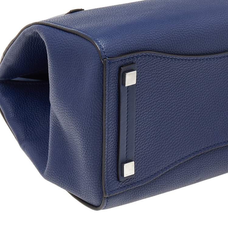 Pre Owned Michael Kors Navy Blue Leather Bancroft Satchel