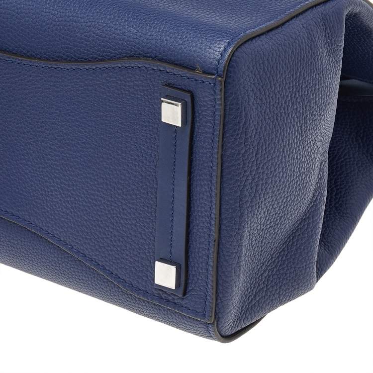 Pre Owned Michael Kors Navy Blue Leather Bancroft Satchel