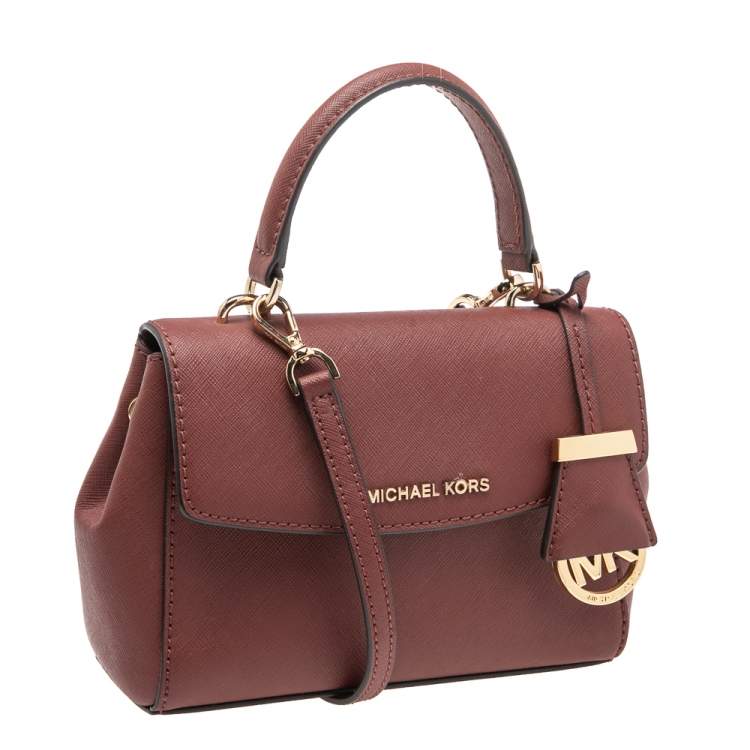 Pre Owned Michael Kors Maroon Leather Mini Ava Crossbody Bag