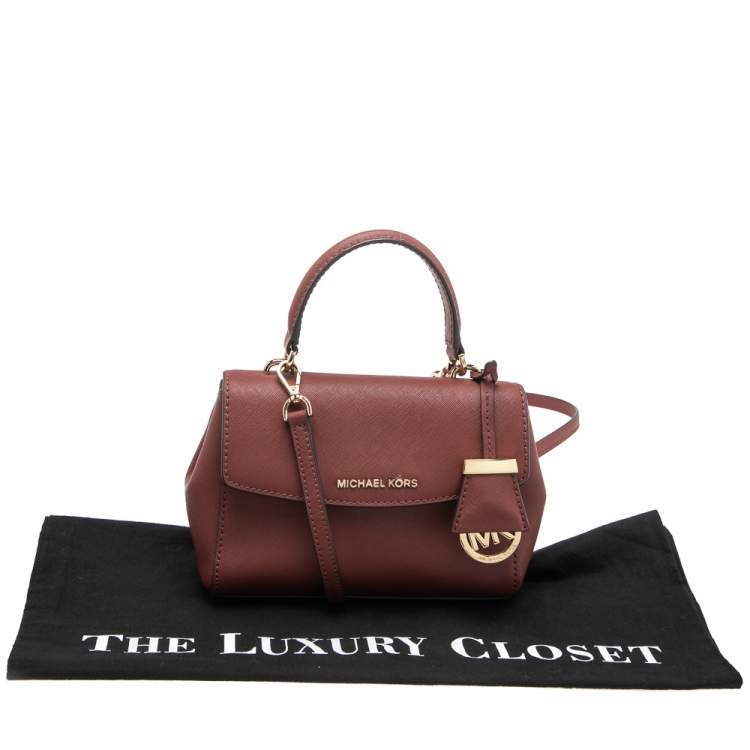 Pre Owned Michael Kors Maroon Leather Mini Ava Crossbody Bag