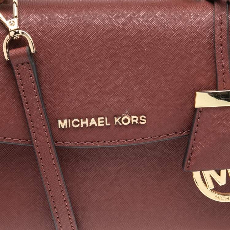 Pre Owned Michael Kors Maroon Leather Mini Ava Crossbody Bag