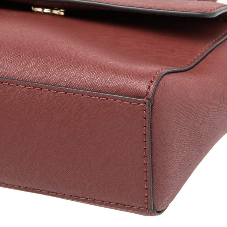 Pre Owned Michael Kors Maroon Leather Mini Ava Crossbody Bag