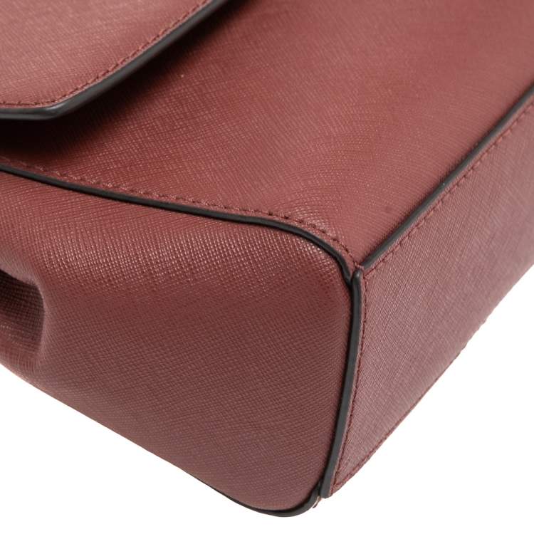 Pre Owned Michael Kors Maroon Leather Mini Ava Crossbody Bag