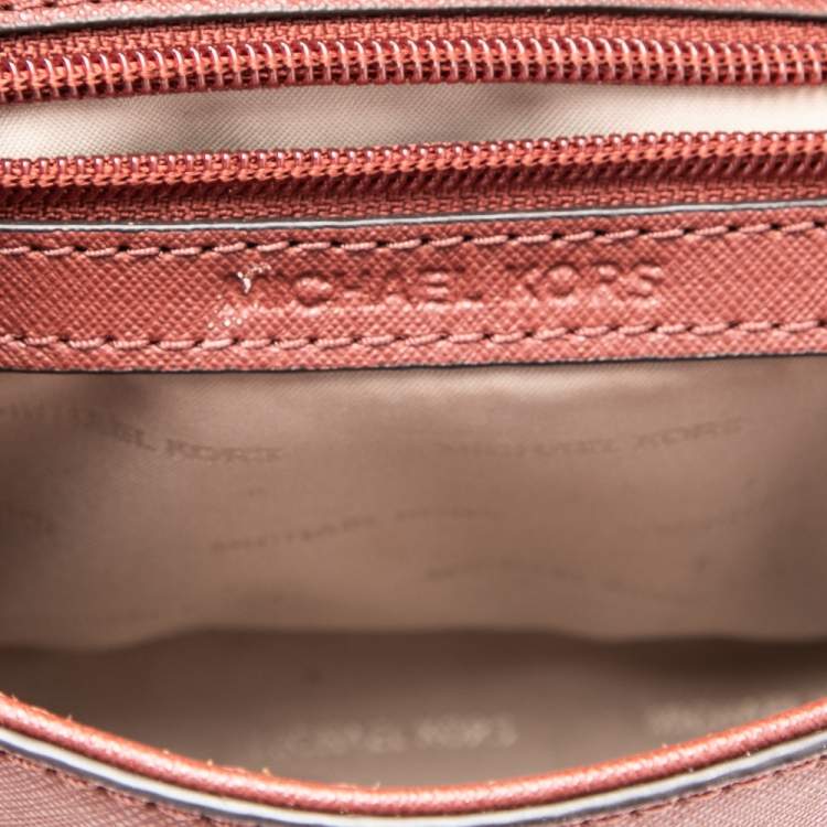 Pre Owned Michael Kors Maroon Leather Mini Ava Crossbody Bag