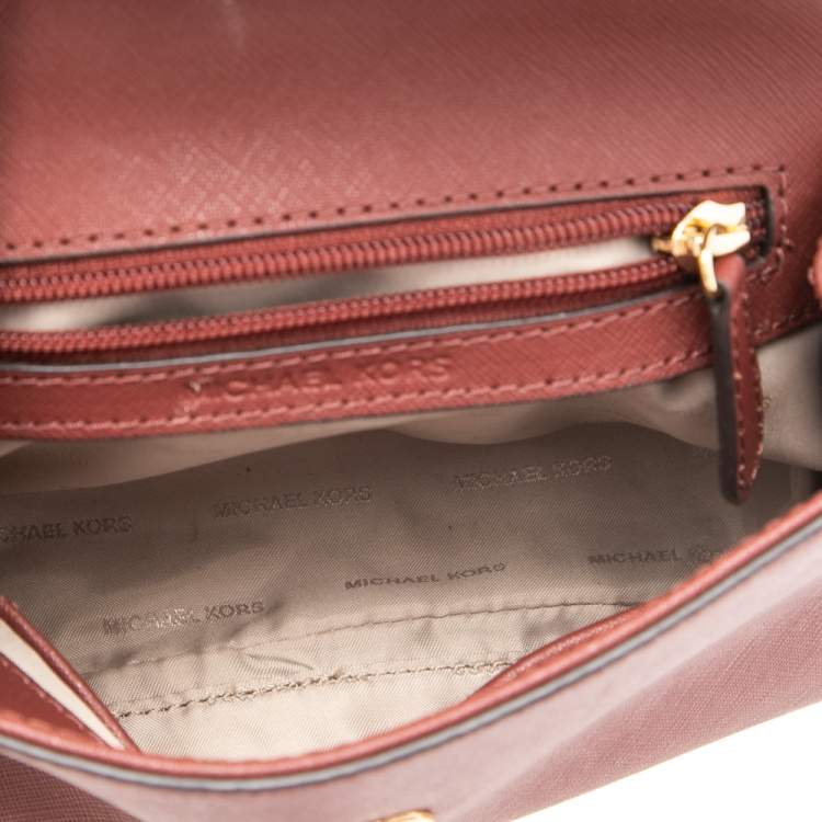 Pre Owned Michael Kors Maroon Leather Mini Ava Crossbody Bag