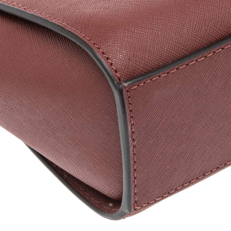 Pre Owned Michael Kors Maroon Leather Mini Selma Crossbody Bag