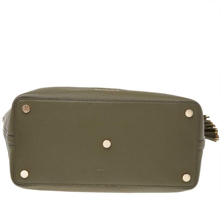 Pre Owned Michael Kors Green Leather Medium Brooklyn Shoulder Bag