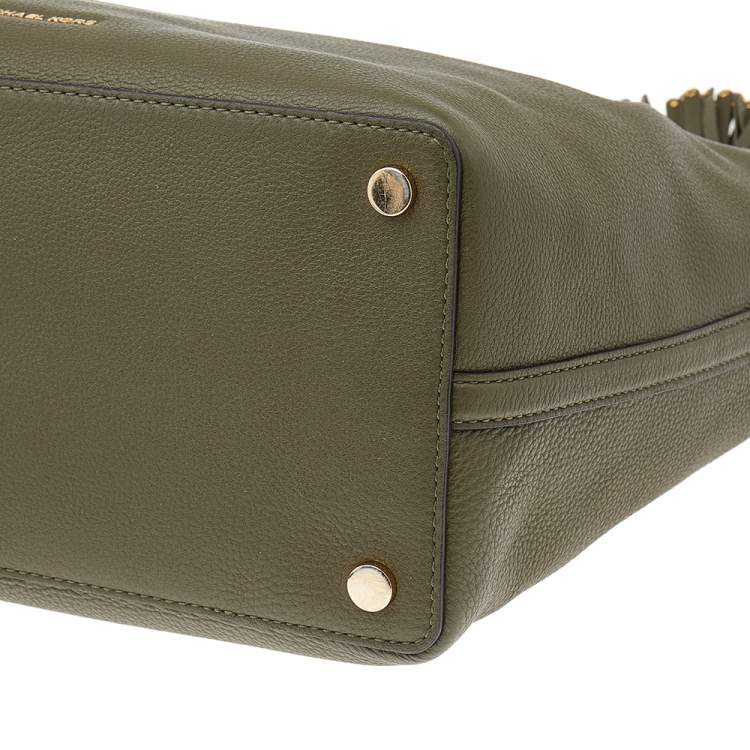 Pre Owned Michael Kors Green Leather Medium Brooklyn Shoulder Bag