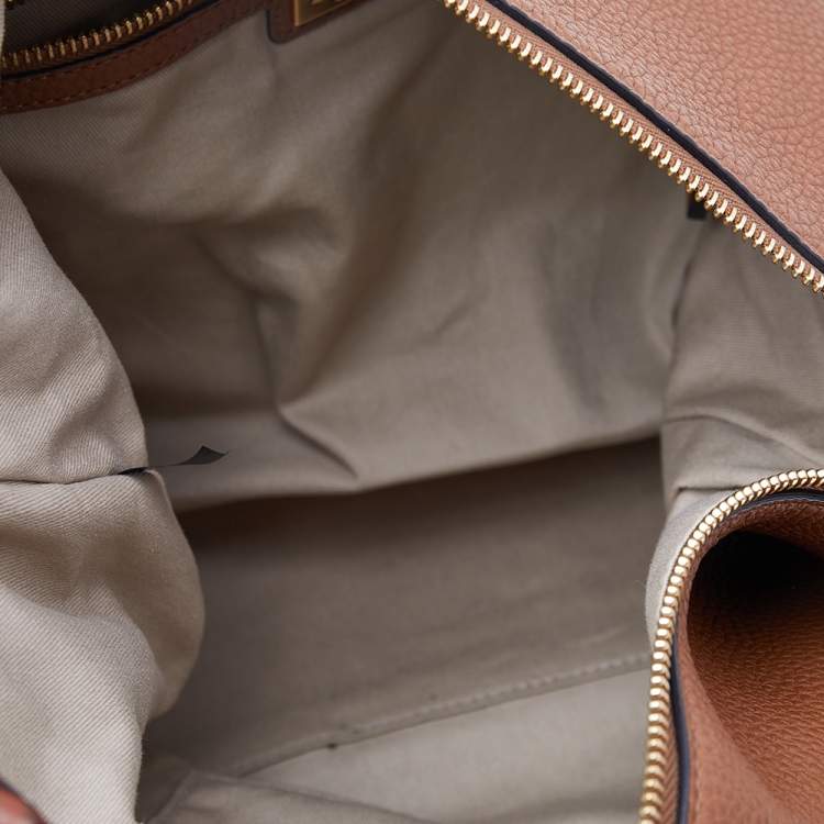 Pre Owned Michael Kors Brown Leather Skorpios Hobo