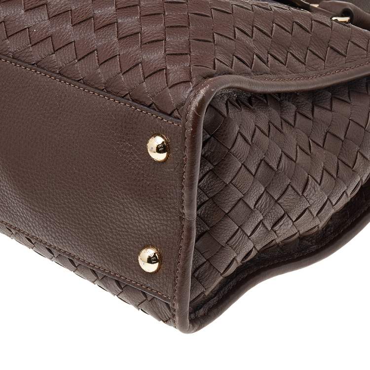 Pre Owned MICHAEL Michael Kors Brown Woven Leather Hamilton Tote