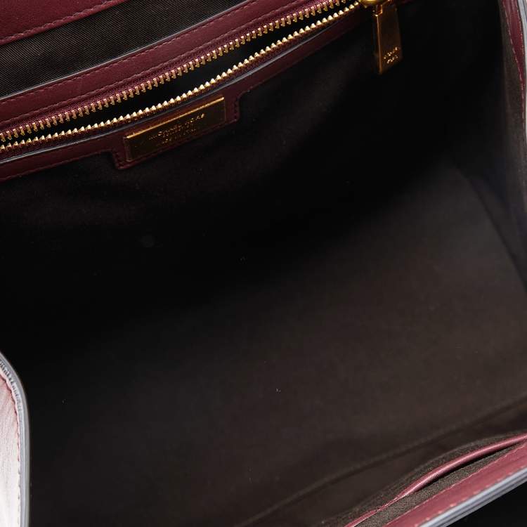 Pre Owned Michael Kors Burgundy Leather And Python Embossed Leather Bancroft Satchel