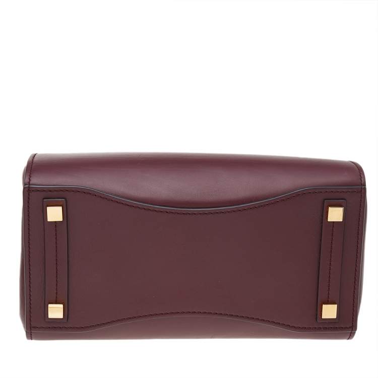 Pre Owned Michael Kors Burgundy Leather And Python Embossed Leather Bancroft Satchel