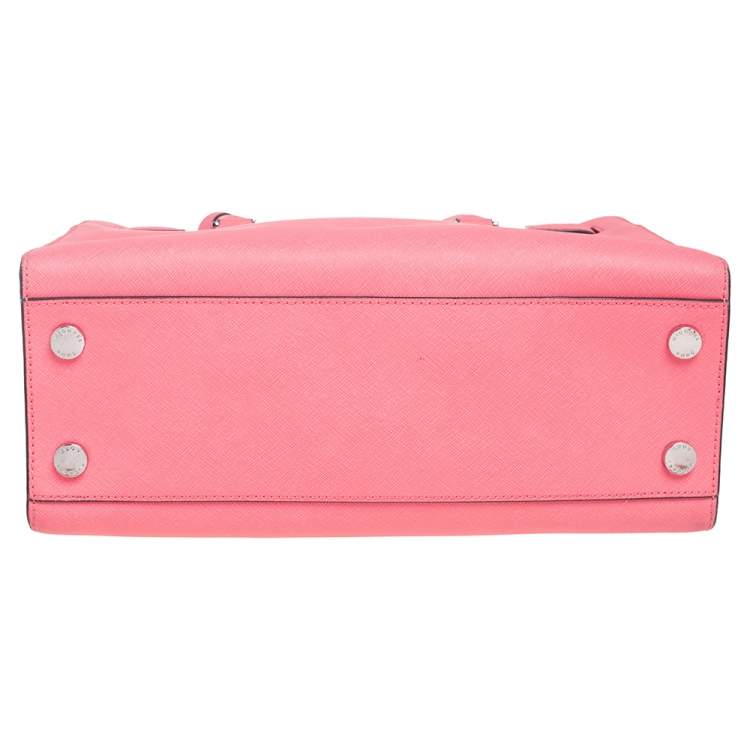 Pre Owned MICHAEL Michael Kors Neon Pink Saffiano Leather Dillon Tote