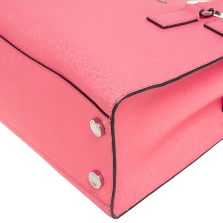 Pre Owned MICHAEL Michael Kors Neon Pink Saffiano Leather Dillon Tote