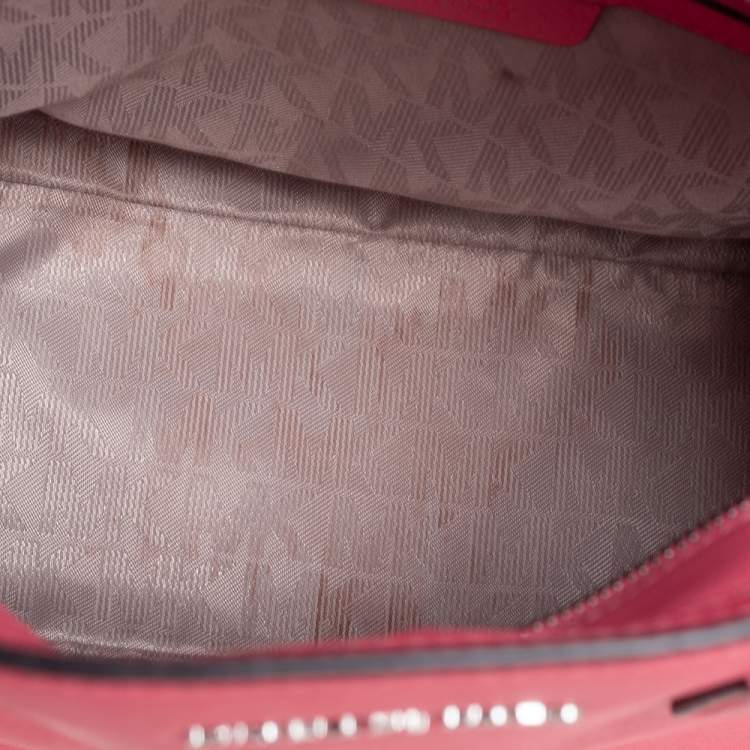 Pre Owned MICHAEL Michael Kors Neon Pink Saffiano Leather Dillon Tote