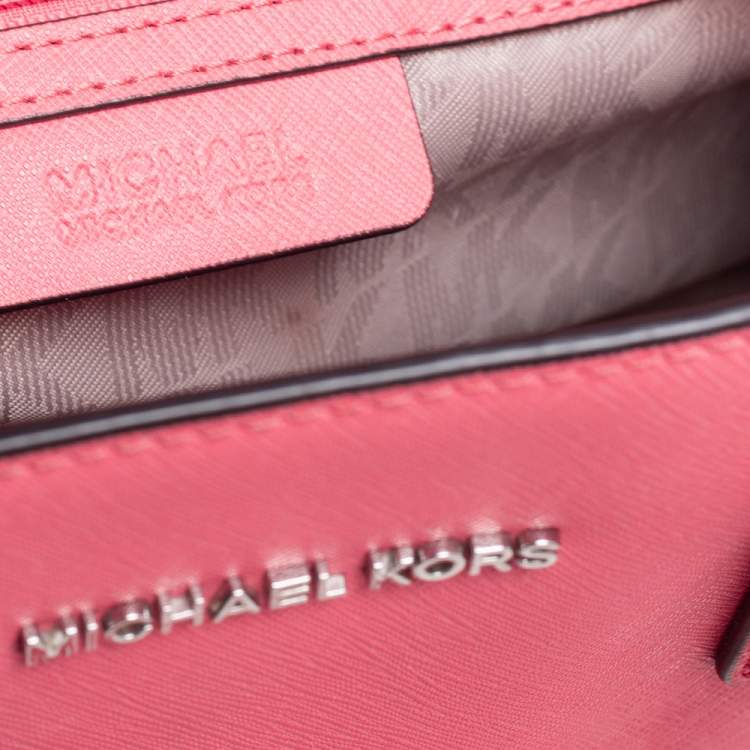Pre Owned MICHAEL Michael Kors Neon Pink Saffiano Leather Dillon Tote