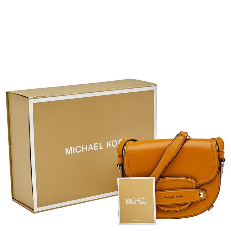 Pre Owned Michael Kors Mustard Leather Small Cary Saddle Bag