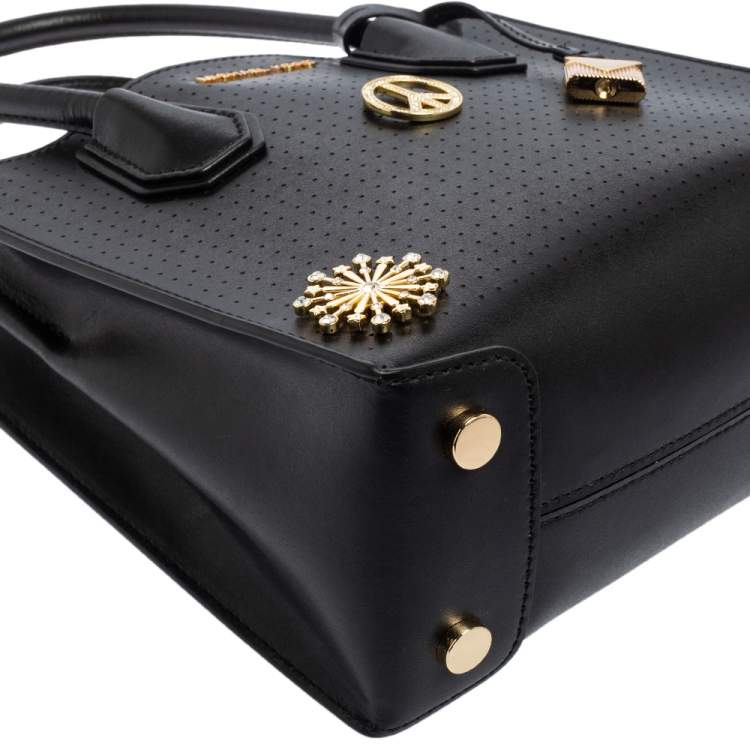 Pre Owned Michael Kors Black Perforated Leather Embellished Mini Mercer Tote