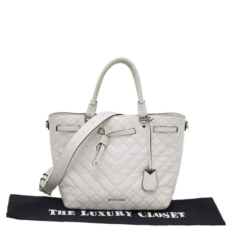 Pre Owned Michael Kors White Quilted Leather Medium Blakely Tote