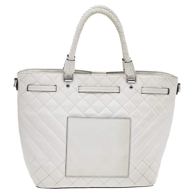 Pre Owned Michael Kors White Quilted Leather Medium Blakely Tote