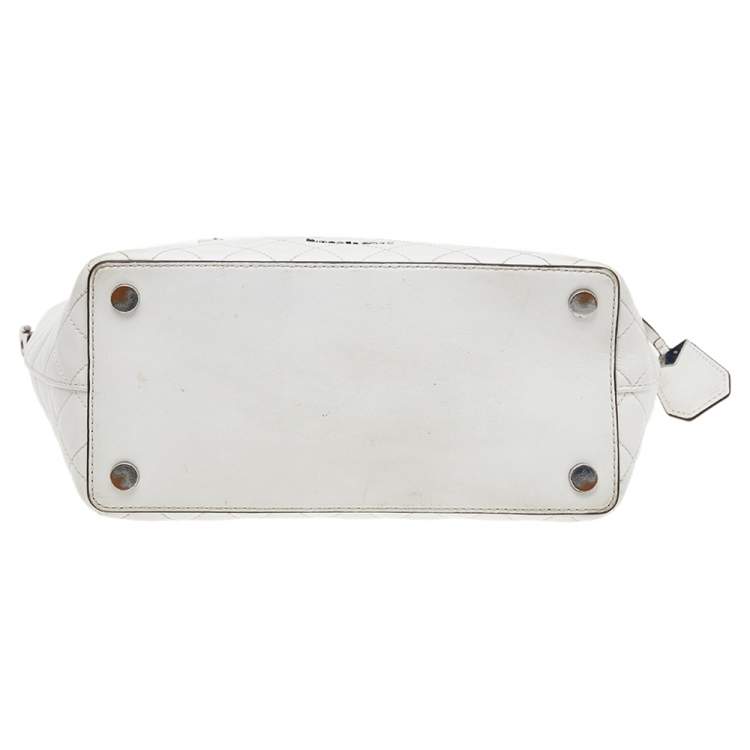 Pre Owned Michael Kors White Quilted Leather Medium Blakely Tote