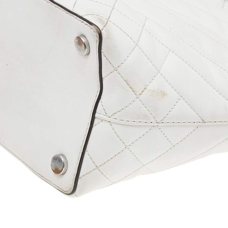 Pre Owned Michael Kors White Quilted Leather Medium Blakely Tote