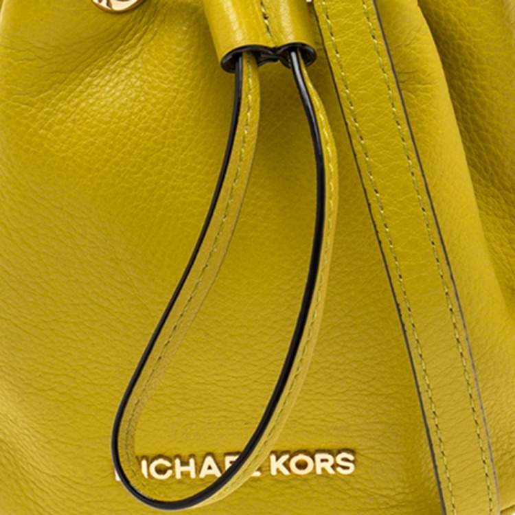 Pre Owned Michael Kors Apple Green Leather Jules Bucket Bag